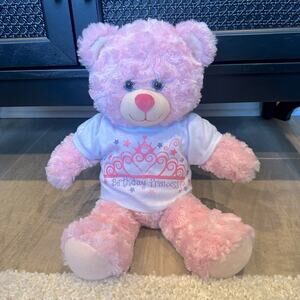 Build-Bear Cuddles Birthday Princess Pink Stuffed Plush Animal